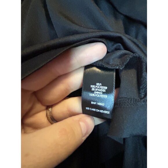 Torrid 3 (3X) Black Midi Mesh Ruffle Surplice Dress Cocktail Party - Picture 10 of 11